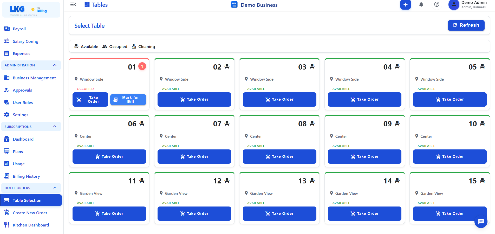 Table Selection